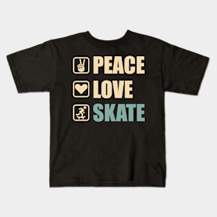 Peace Love Skate - Funny Skate Lovers Gift Kids T-Shirt